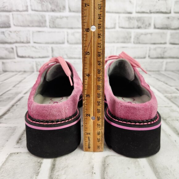 Ariat Fatbaby Platform Women's Sz 7 B Pink Suede Ostrich Print Y2K Chunky Clogs - Picture 5 of 10